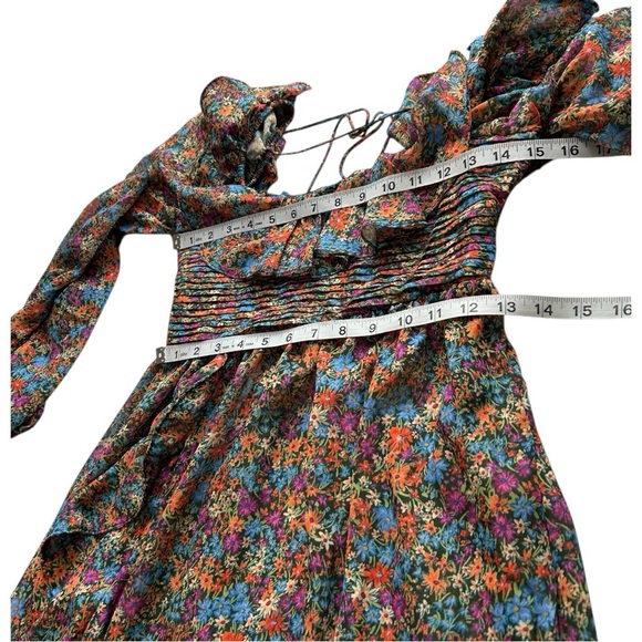 NWT For Love & Lemons Brittany Floral Print Long Sleeve Midi Dress - Picture 7 of 10